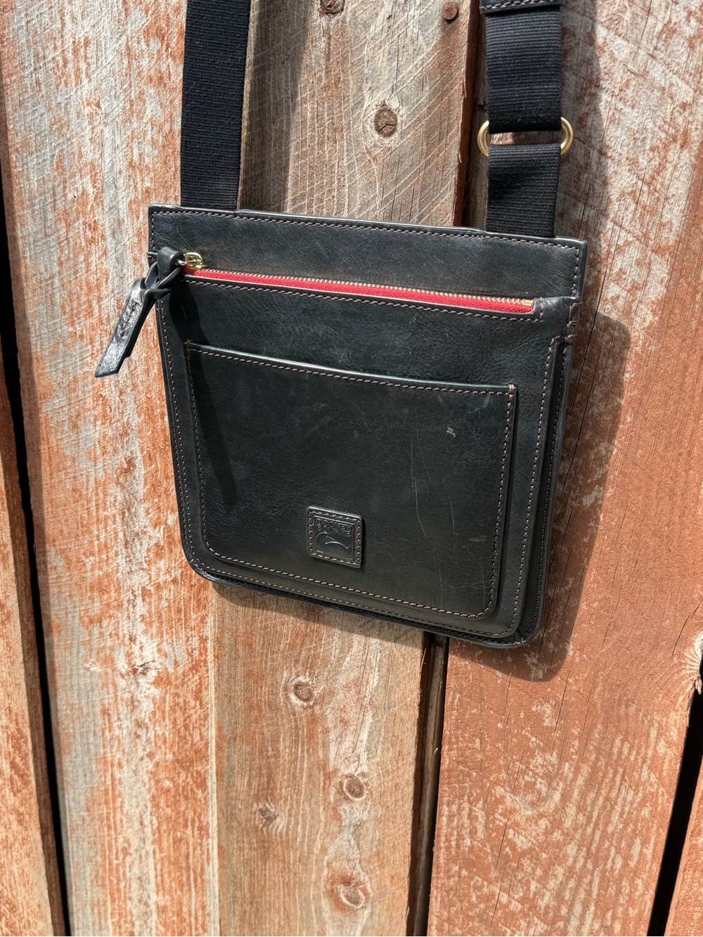 Black Leather Crossbody Bag with Adjustable Strap - Picture 2 of 7